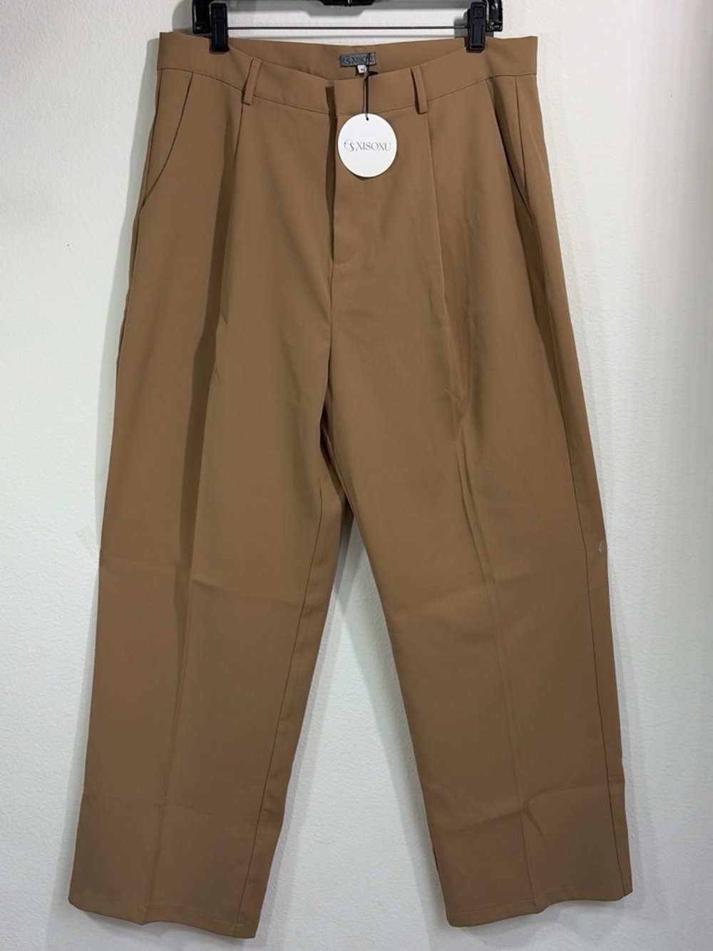 Sixosu Women's Tan Straight-Leg Trousers